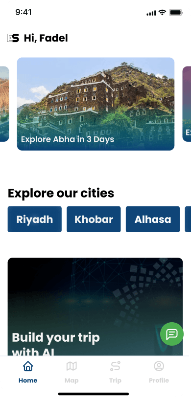 Explore Saudi home screen